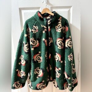 SOLD 🛍️ NWOT Disney Santa Mickey Mouse Christmas Holiday Fleece Zip Up Jacket
